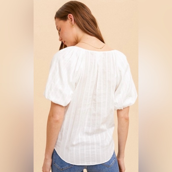 Slight puff sleeve front tie button down💕 - Picture 4 of 4